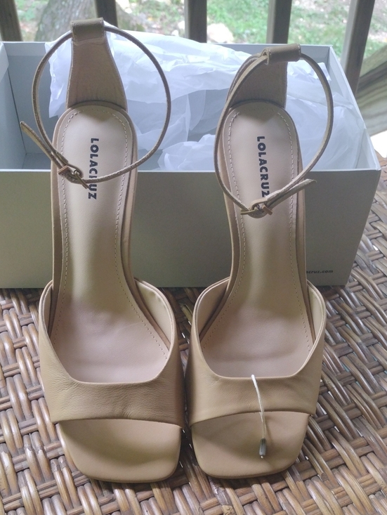 Lola Cruz Shoes - NIB Lola Cruz  nude Ankle-Strap Open-Toe Heels 2" Heels
